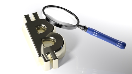 The symbol of Bitcoin with metallic chrome - 3d render