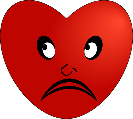 The emoticon of a sad red heartのイラスト素材