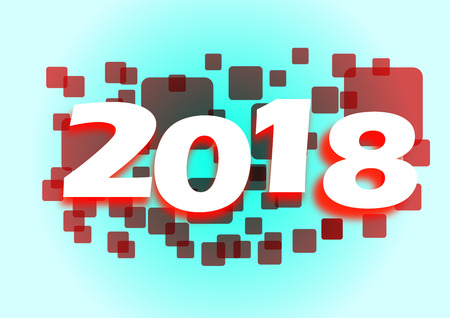 A banner for the year 2018 with a technological look made through red semi transparent in the backgroundのイラスト素材