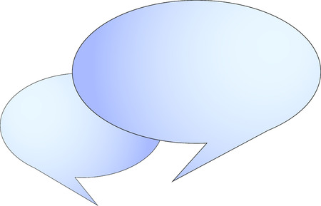 Two comic bubbles for telling sentences, empty, with gradient blue inside.のイラスト素材