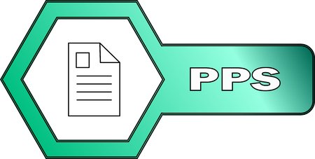 An icon for PPS (Power Point Slides) files with an hexagonal shape - vectorのイラスト素材