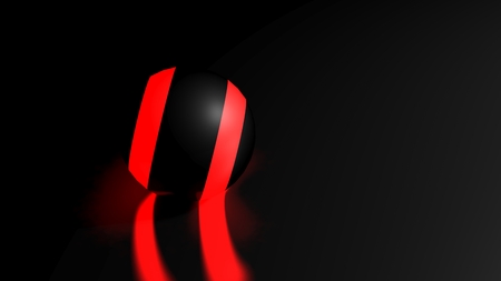 Black sphere with red lighted stripes - 3D renderingの写真素材