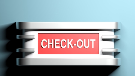 CHECK-OUT red wall lamp - 3D renderingの写真素材