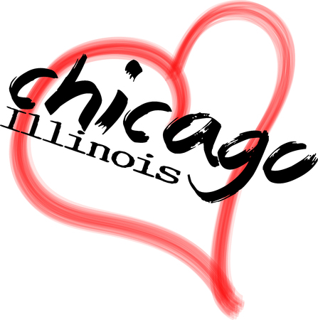 Chicago with heart - Vector illustrationのイラスト素材
