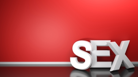 SEX white 3D write at red wall - 3D renderingの写真素材