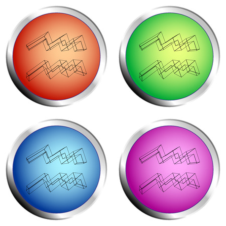 ZODIAC AQUARIUS ICON colored circle push button Set - Vector illustrationのイラスト素材