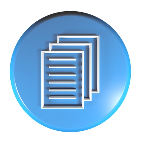 Multiple page icon blue circle push button - 3D rendering illustrationの写真素材