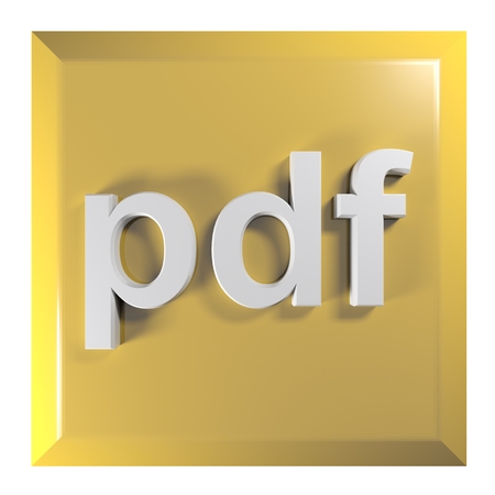 Push button for pdf: portable document format - 3D rendering illustration