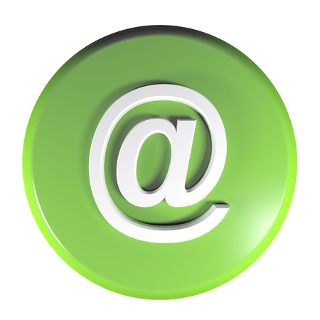 Green circle At - Email push button - 3D rendering illustrationの写真素材