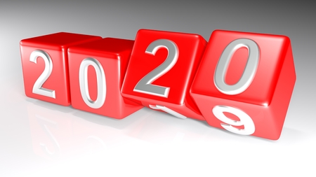 2019 to 2020 changing cubes - 3D renderingの写真素材