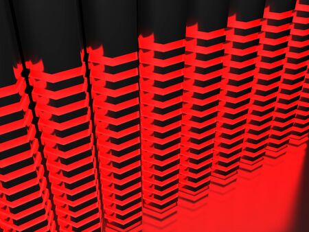 Abstract background with hexagonal red lighted bars - 3D rendering illustration