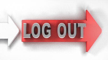 LOG OUT red arrow - 3D rendering illustrationの写真素材