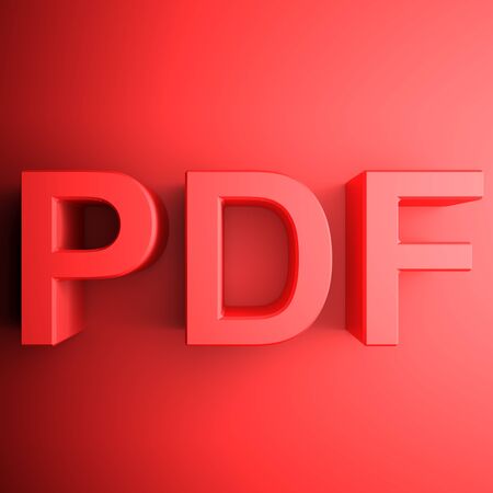 Red PDF square icon - 3D rendering illustrationの写真素材