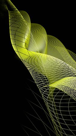 Abstrat yellow grid shape on black background - 3D rendering illustrationの写真素材