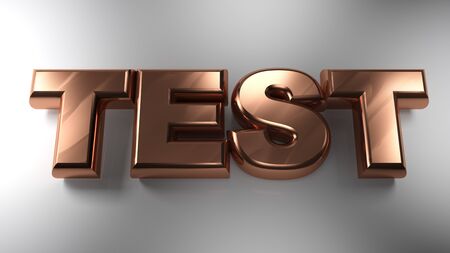 TEST write in satin metal copper - 3D rendering illustrationの写真素材
