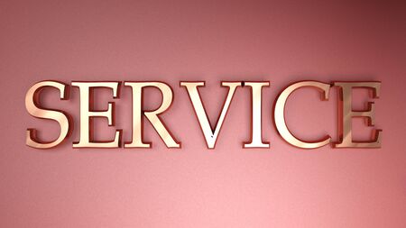 SERVICE satin copper write on red background - 3D rendering illustrationの写真素材