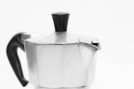 Just the top part of a moka pot, in black and white, on white background - photographyの写真素材
