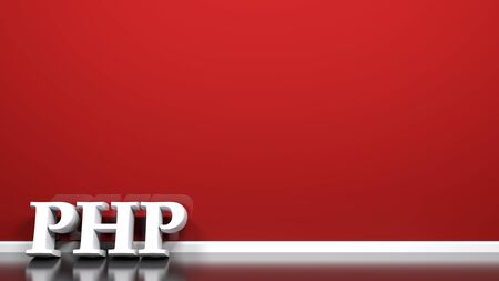 PHP write at red wall - 3D rendering illustrationの写真素材