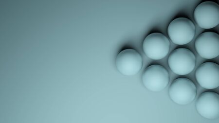 Abstract blue background with a set of blue spheres - 3D rendering illustrationの写真素材