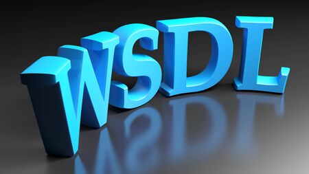 WSDL blue bent write on black glossy desk - 3D rendering illustration