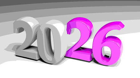 2021 being built with a crane - 3D rendering illustrationの写真素材