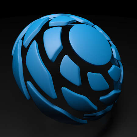 Spiral hemisphere blue colored on black background - 3D rendering illustrationの写真素材