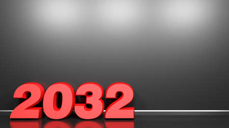2037 Happy New Year copper write on red background - 3D rendering illustrationの写真素材