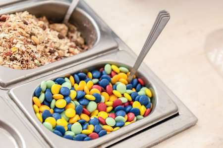 containers with cereals and smartiesのeditorial素材