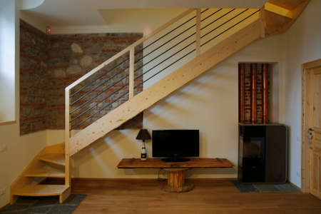 This is a photo of a house with the stairs.の写真素材