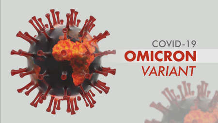 Novel Covid 19 Corona Virus Strain. Omicron Variant 3d Illustration Background Banner.の写真素材