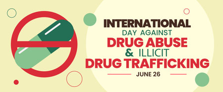 International Day Against Drug Abuse and Illicit Drug Trafficking. Vector banner or poster.のイラスト素材