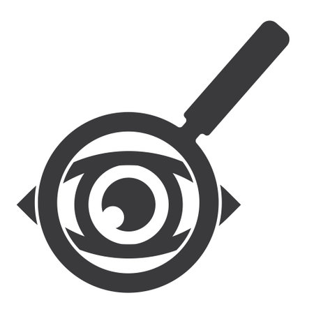 Eye exam icon. Vector logo. Featuring eye and magninfying glass.&#xD;&#xA;のイラスト素材