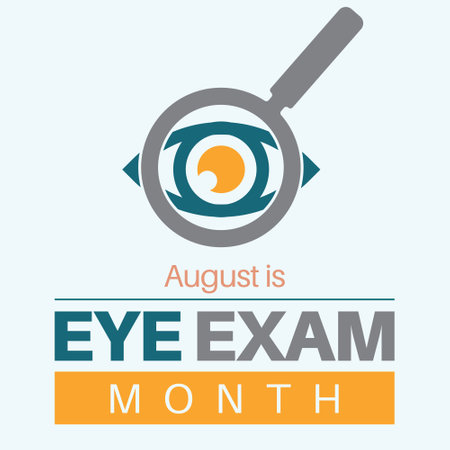 National Eye Exam Month. Observed every year in August. Vector poster, banner.のイラスト素材