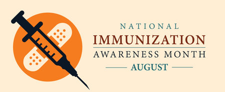 National immunization awareness month vector banner. Vaccination and protection against diseases education observed in August.のイラスト素材
