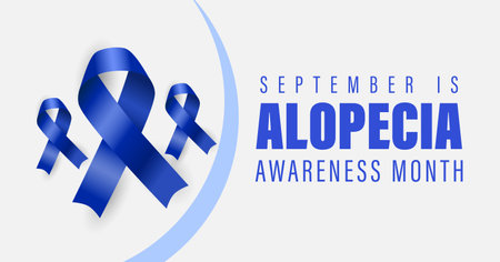 September is Alopecia Awareness Month banner. Alopecia Areata an autoimmune hairloss condition. Vector poster for social media and web.のイラスト素材
