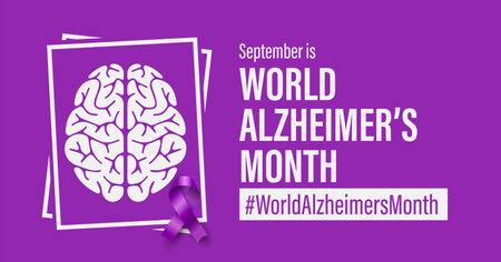 September is World Alzheimer's Month banner. Vector campaign banner for social media and web.のイラスト素材