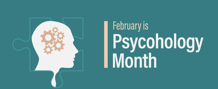 Psychology Month. Scientific study of human mind Awareness education observed in the February.のイラスト素材