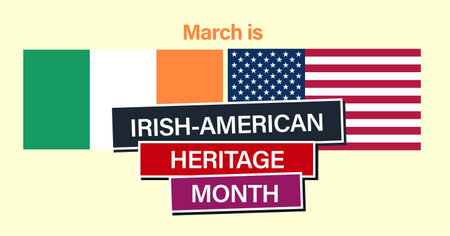 Irish-American Heritage Month vector. Irish and American flag vector. March is Irish American Heritage Month Posteのイラスト素材
