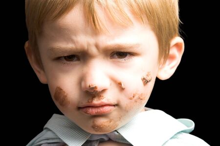 Beautiful boy with brown eyes and a dirty mouth