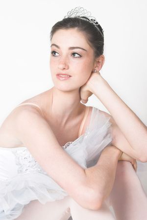 Young Ballerina looking into the distance, wearing a tiaraの写真素材