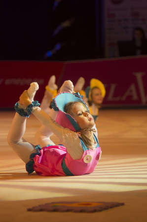 a group of unidentified young gymnasts from M.Lobach school at "BabyCup 2012" rhythmic gymnastics competitionのeditorial素材