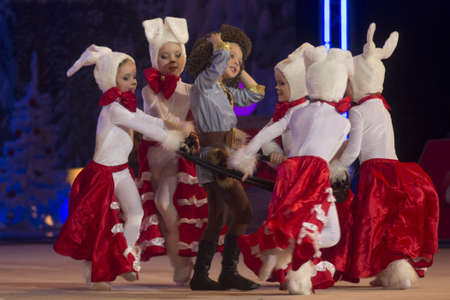 a group of unidentified young gymnasts from Minsk participates with  のeditorial素材