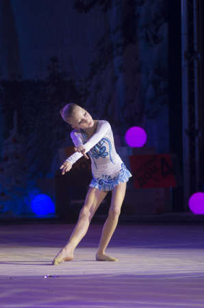 a group of unidentified young gymnast from Silfida, Minsk at "BabyCup 2012" rhythmic gymnastics competitionのeditorial素材