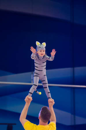 MINSK  MAY 24: Unidentified children compete in the MaugliCUP international competition in gymnastics on May 24 2015 in Minsk Belarus.のeditorial素材