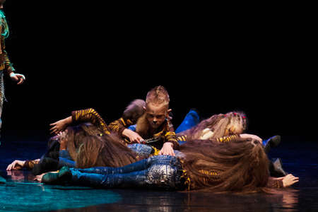 MINSK, BELARUS JANUARY 17: unidentified dancers from 'Kolibri' dance theatre participate in joint...