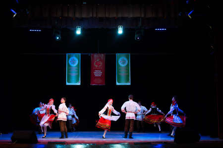 MINSK, BELARUS April 8: unidentified artists participate in International Forum of folk music and...