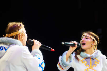 MINSK, BELARUS April 8: unidentified artists participate in International Forum of folk music and folklore, 8 April 2016 in Minsk, Belarus.のeditorial素材