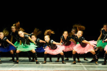 MINSK, BELARUS April 16: unidentified artists participate in Bravo, kids! children competition on choreography, 16 April 2016 in Minsk, Belarus.のeditorial素材