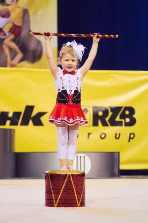 MINSK, BELARUS MAY 29: children compete in international competitions on sport gymnastics Maugli cup. Palace of Sports, 29 May 2016 in Minsk, Belarusのeditorial素材