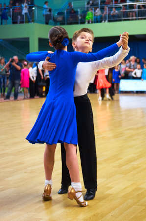 MINSK-BELARUS, MAY 15: an Unidentified Dance Couple performs on The 'Capital Lights' Championship, on May 15, 2016 in Minsk, Republic of Belarusのeditorial素材
